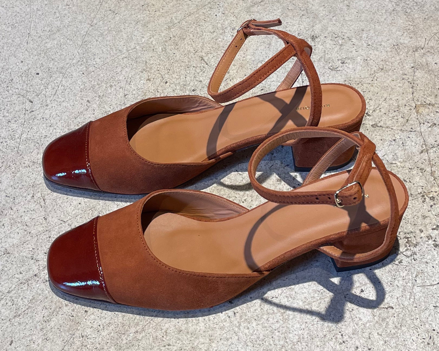 RIVECOUR - Babies bout contrasté vernis - Cognac