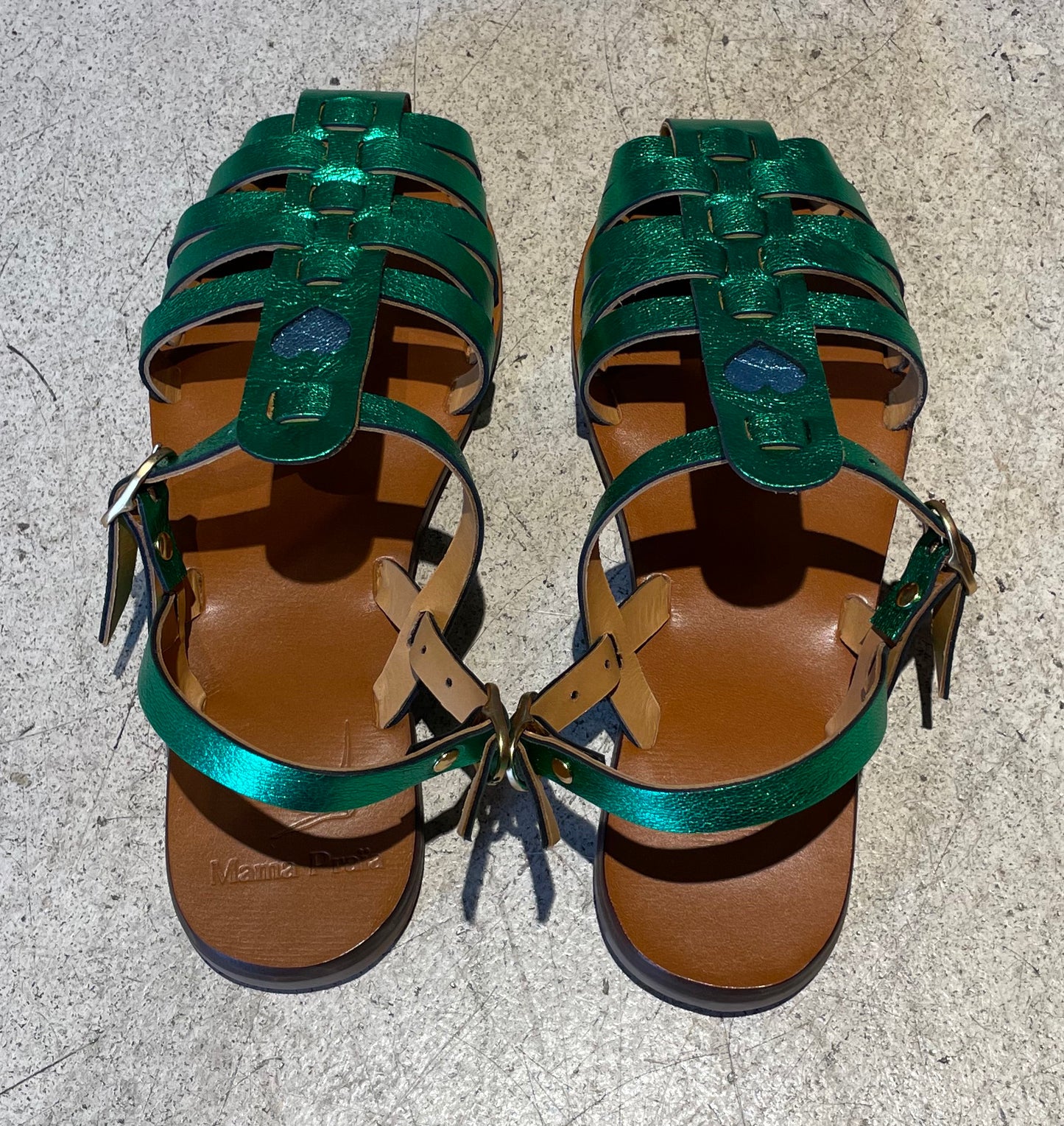 MAMA PRAÏA - Méduses en cuir lamé vert