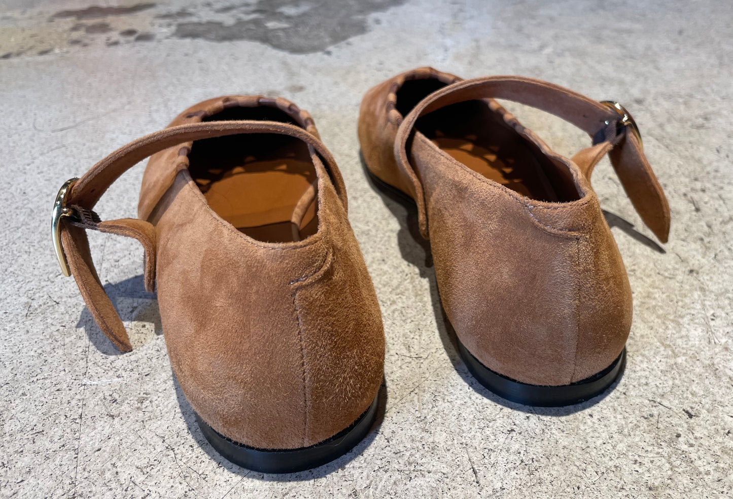 SOCQUE - Ballerines Ginger - Camel chèvre velours