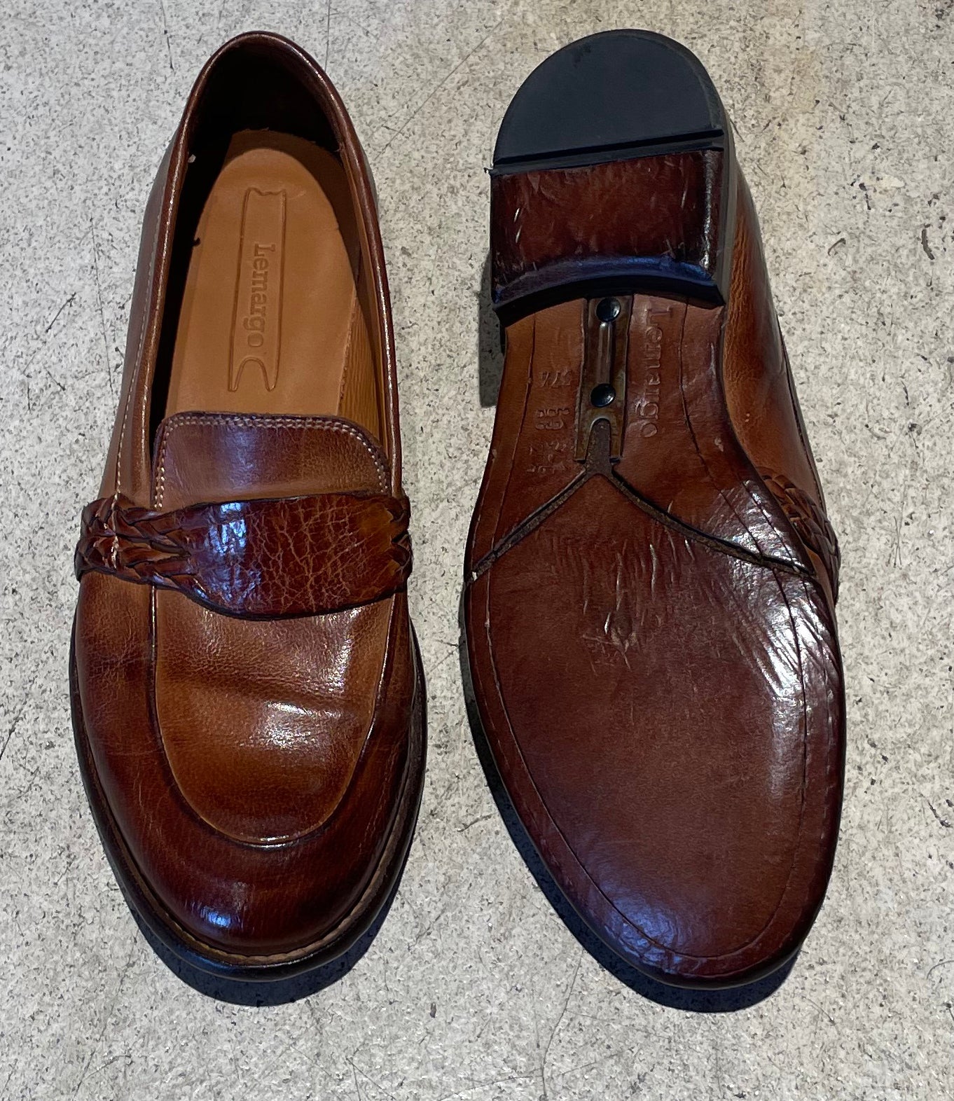 LEMARGO - Mocassins à détails tressés - Cognac
