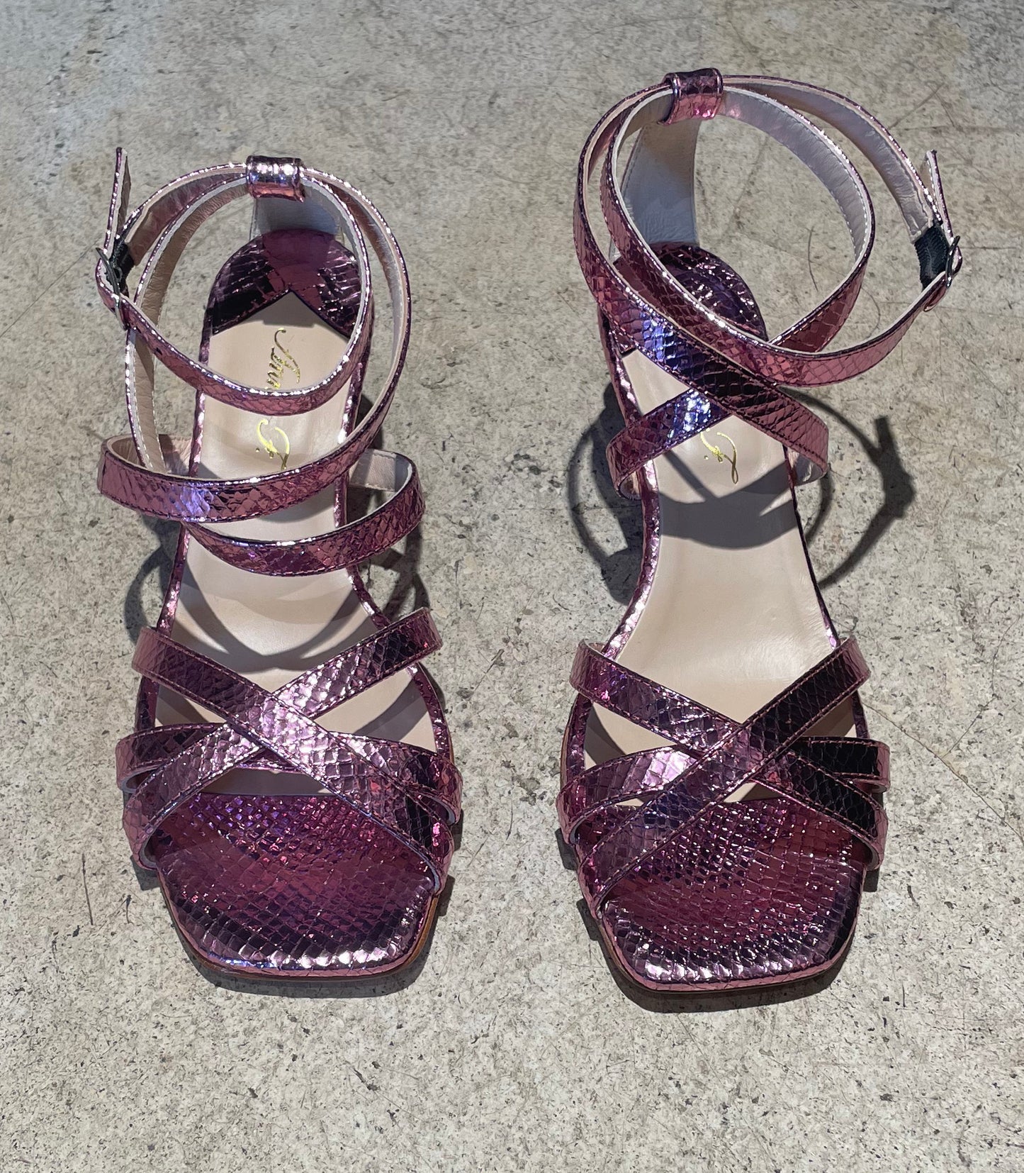 ANNA F - Sandales lamées rose