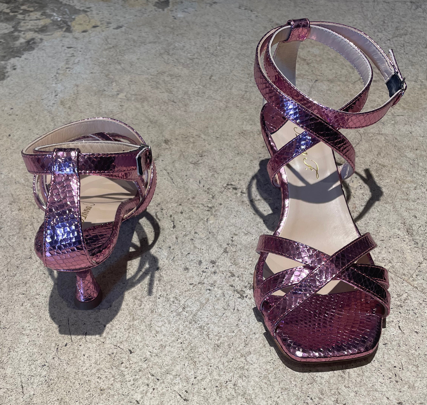 ANNA F - Sandales lamées rose