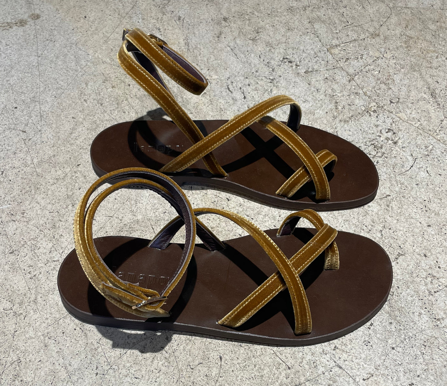 LANAPO - Sandales velours curry