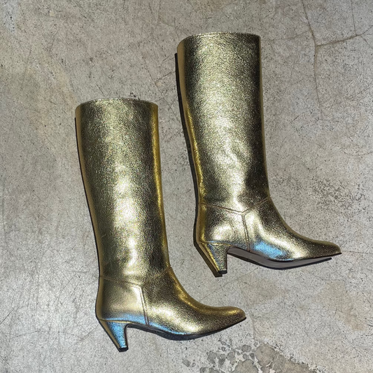 ANONYMOUS COPENHAGEN - Bottes cuir craquelé or
